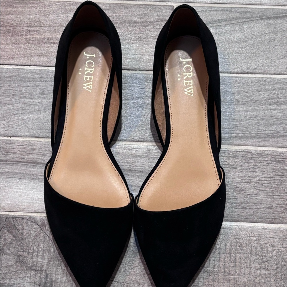 J. Crew Factory Zoe Black Sueded D’Orsay Flat - Size 8